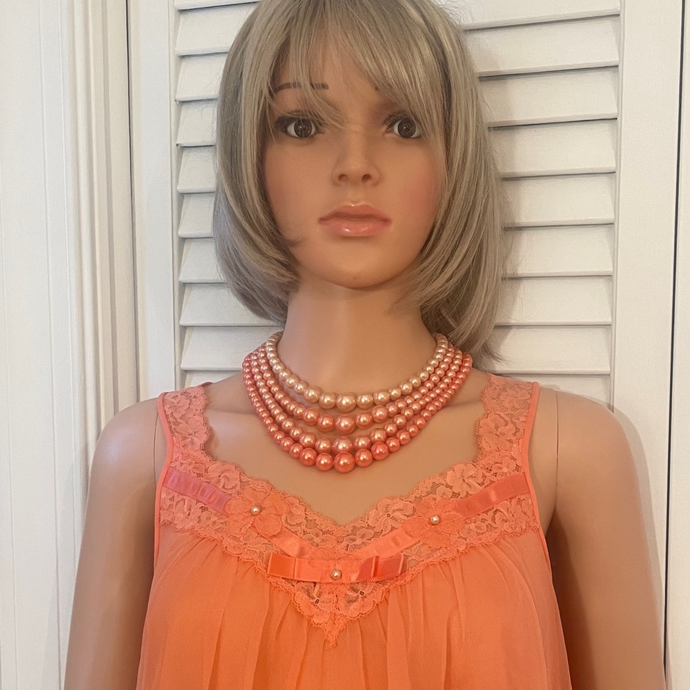 Vintage VANITY FAIR orange nighty with orange lace trim. Size XS - Picture 3 of 10